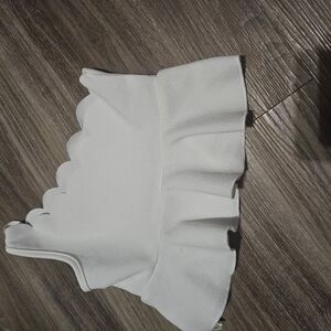 White Scalloped Peplum Top